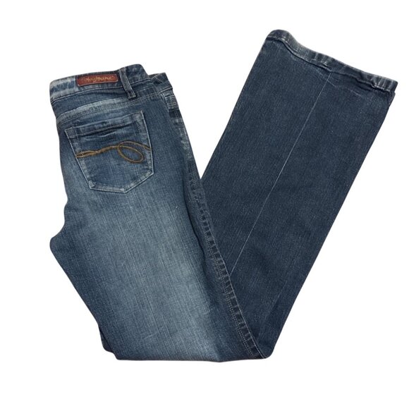 Womens Foxy Jeans Medium Wash Bootcut Jeans Back Pocket Stitch Detailing Size 9 - Picture 1 of 12